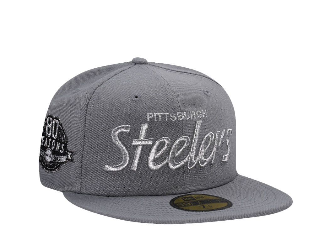 New Era Pittsburgh Steelers 80 Seasons Metallic Gray Prime Edition 59Fifty Fitted Cap