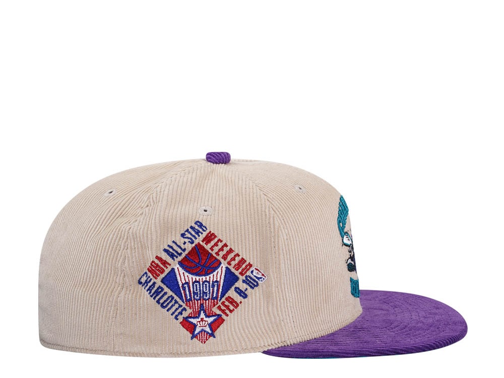 Mitchell & Ness Charlotte Hornets All Star 1997 Two Tone Hardwood Classic Cord Edition Dynasty Fitted Cap