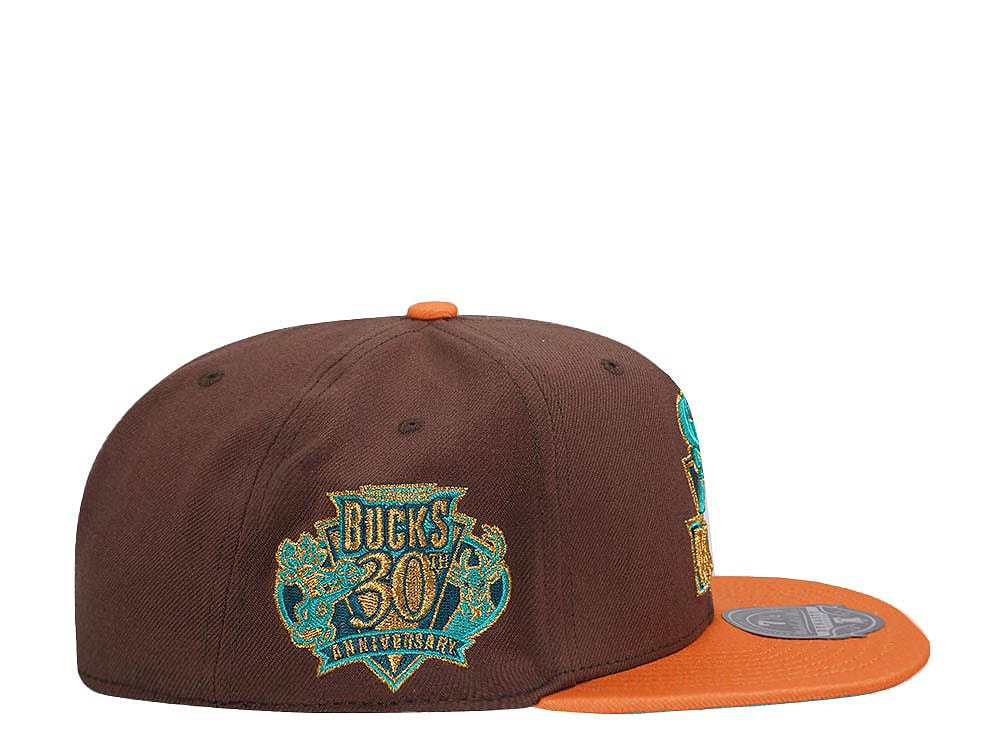 Mitchell & Ness Milwaukee Bucks 30th Anniversary Copper Top Hardwood Classic Dynasty Fitted Cap