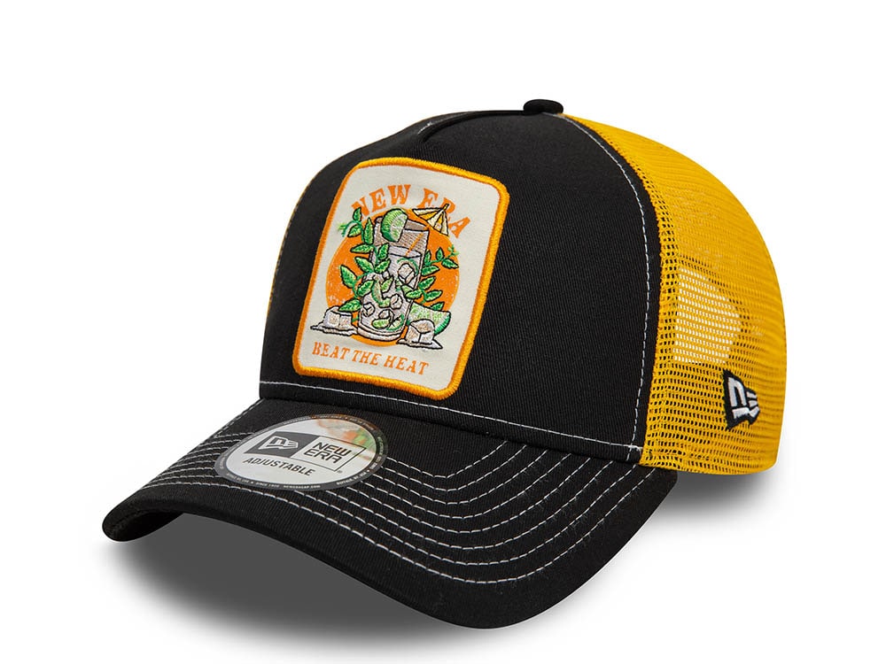 New Era Beat The Heat Summer Patch Black 9Forty A Frame Trucker Snapback Cap