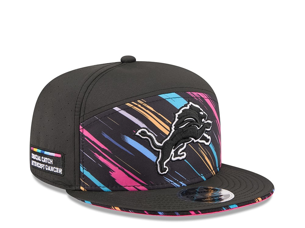 New Era Detroit Lions Crucial Catch 2026 Black Edition 9Fifty Split Panel Snapback Cap