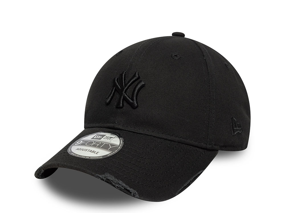 New Era New York Yankees Wash Distress Black Edition 9Forty Strapback Cap