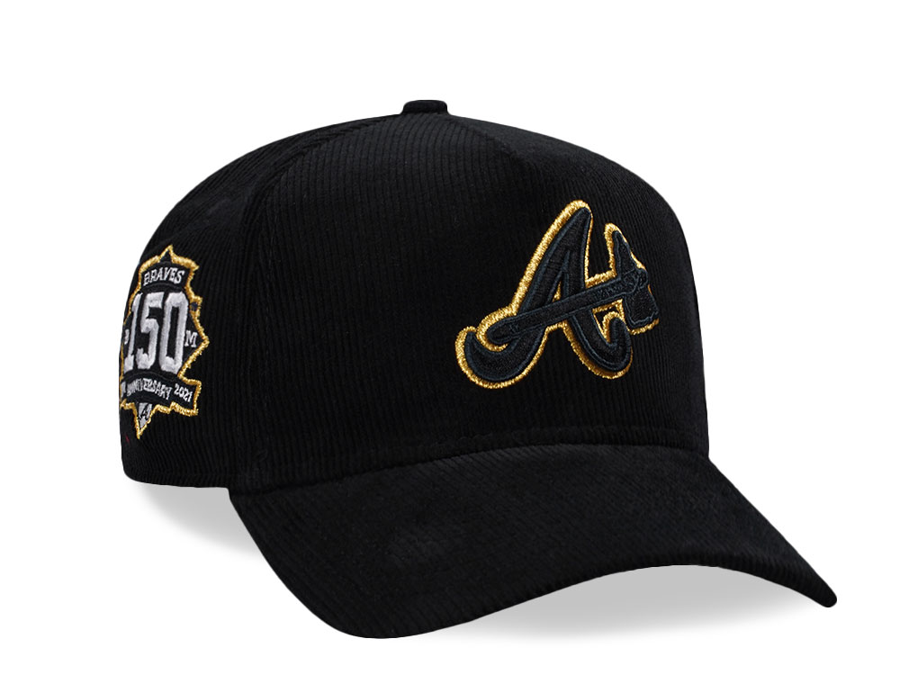 New Era Atlanta Braves 150th Anniversary Black Corduroy Edition 9Forty A Frame Snapback Cap