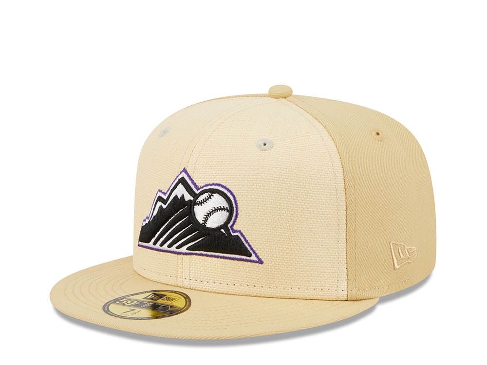 New Era Colorado Rockies 20th Anniversary Raffia Front Vegas Gold Edition 59Fifty Fitted Cap