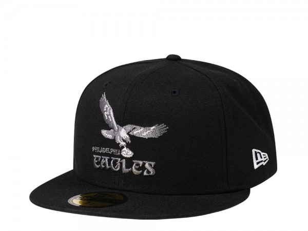 New Era Philadelphia Eagles Throwback Steel Black Edition 59Fifty Fitted Cap